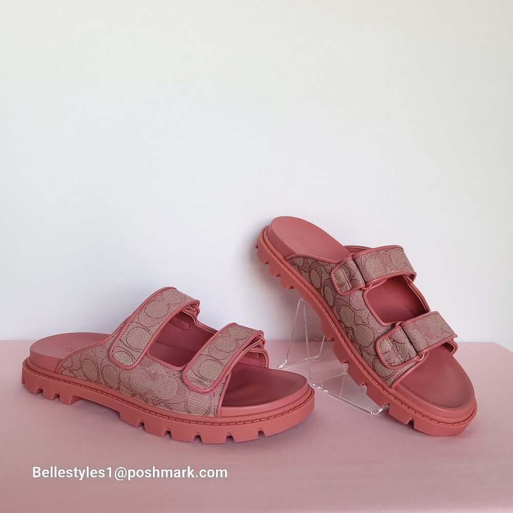 COACH Two-Band Sport Slide In Signature Jacquard- Women’s Size 9B- True Pink ⭐ - Picture 6 of 16